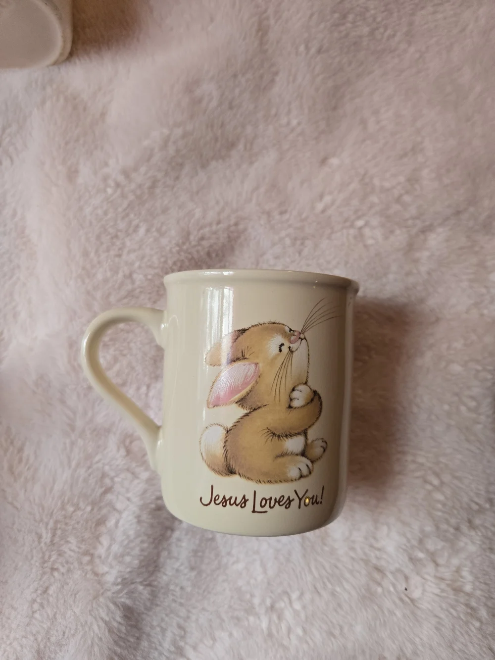 Jesus Loves Me! Cream Bunny Ceramic Mug - Mug Mates